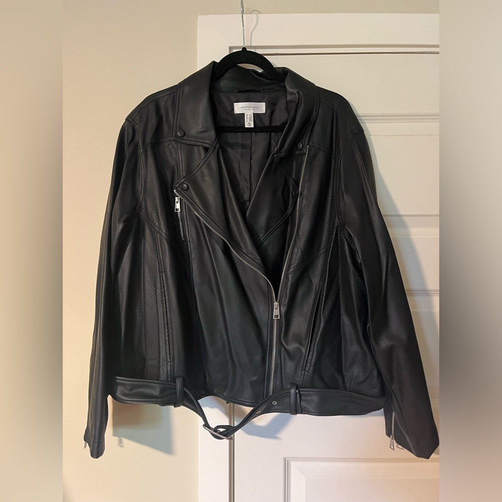 Additional-Elle faux leather zipper motorcycle jacket, 3X